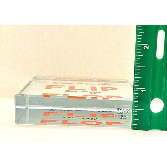 Two's Company Glass Paperweight "You Are the Flip to My Flop" - Picture 7 of 8